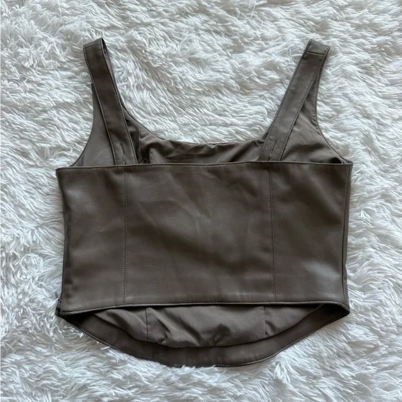Abercrombie & Fitch Faux Leather Crop Corset Top - Picture 4 of 13